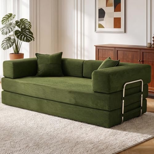 Premium 5-in-1 Cloud Boneless Couch, 79" L 3 Seater Convertible Memory Foam Modular Sectional Couches for Living Room,Green