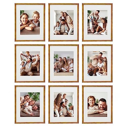 Sheffield Home 9 Piece Gallery Wall Frame Set, 11x14 Inch, Antique Bronze