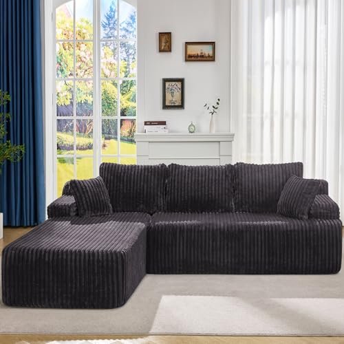 Hobestluk Modular Sectional Sofa Couches L-Shape Couch 3 Seat Modular Sofa Memory Foam Sectional Couches for Living Room, Cloud Couch with Oversized Chaise (108" Left Facing Chaise)