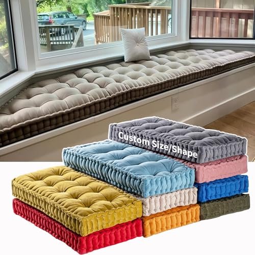 RCDPK Custom Tufted Bench Cushion,Customized Size Shape Bay Window Seat Cushion,4 Inch Thickness Bench Cushions for Indoor Furniture,Mudroom Bench Pad Decorative Cushion