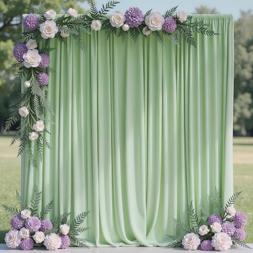 Wokceer Sage Green Backdrop Curtain for Wedding Parties 10x10FT Photo Polyester Backdrop Drapes for Wedding Photoshoot Baby Shower Birthday Party Curtains Photography Background 2 Panels 5x10FT