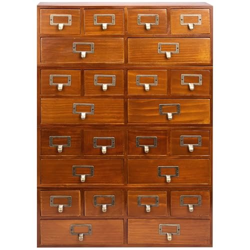 Stackable Modular Set of 4 Apothecary Desktop Organizing Cabinet with 24-Drawers - Craft, Bedazzling Rhinestone Wood Storage Drawers for Tabletop, Office & Table - Desk Organizers, Fully Assembled