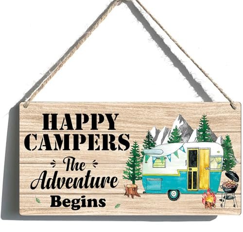 Happy Camper Decor Sign Camping Signs Rv Decorations For Inside Camper Gifts Happy Campers Wood Hanging Sign Summer Camp Decor Outdoor Camping Accessories For Camper The Adventure Begins Sign