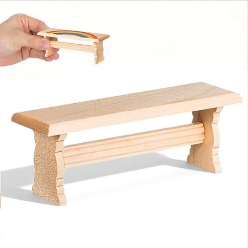 Toddmomy Mini Bench for Dollhouse, Miniature Wooden Bench Model 4 Inches Dollhouse Furniture for DIY Crafts Micro Landscape Bedroom Decor, Mini Chair for Dolls Cake Toppers