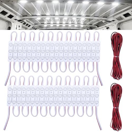 120 Led Van Interior Light Kits, 12V Led Light Strip, Cargo Van Accessories, Ceiling Work Lights Kit, Enclosed Trailer Lights for Truck Vans RV Boats Caravans, 40 Modules(White)