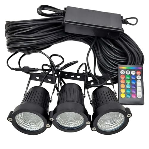 Custom Pro G2 PondPrism Premium Smart- Universal Pond Fountain 3-Light KIT - 36 W LED Solid or Color Changing with Remote | 100 ft cd | Smart Control with Phone APP | 2 Year USA Backed Warranty!