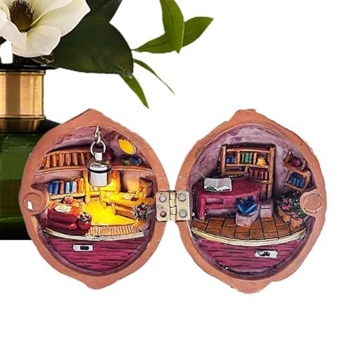 Walnut Shell Doll House – Resin 6.5x6.5x7.5cm | Handmade Shell Miniature Walnut House | Miniature Doll Houses | Tiny Decorative for Collectors, DIY Crafts, Home Decor, Display, and DailyEnth