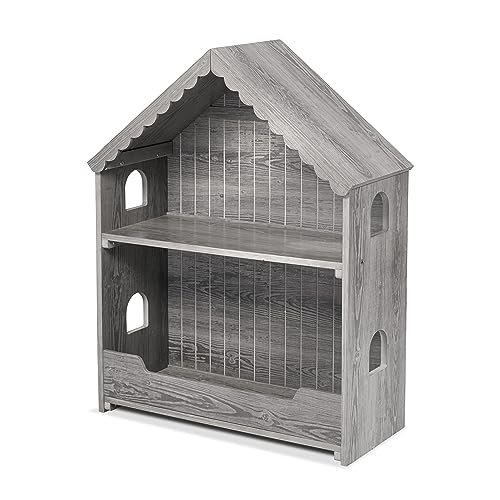 Sorelle Furniture Sweet Home Kids Bookshelf, Wooden Children's Bookcases with Storage, Book and Toy Organizer Shelves Boys and Girls, Dollhouse Bookshelf-Children's Furniture-Panel Gray
