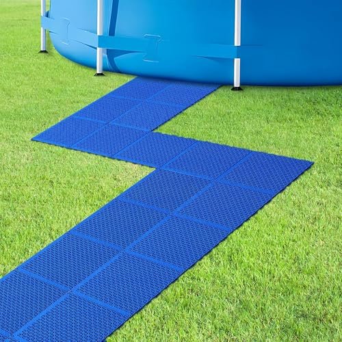 16 Pcs Modular Interlocking Cushion- 10.3" x 10.3" Splicing Above Ground Pool Floor Protectors- Non-Slip Pools Spas Floor Mat Pathways from the Pool to the Porch