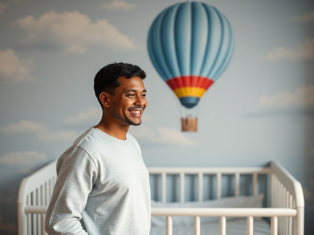 How one hot air balloon mural can turn a plain nursery into a finished sky scene in under an afternoon