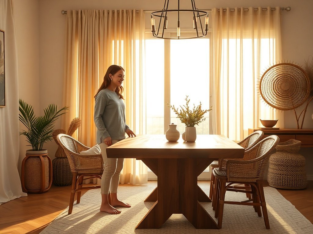 How a 70-Inch Walnut Dining Table Can Transform a Small Dining Room Into a Japandi-Coastal Gathering Space
