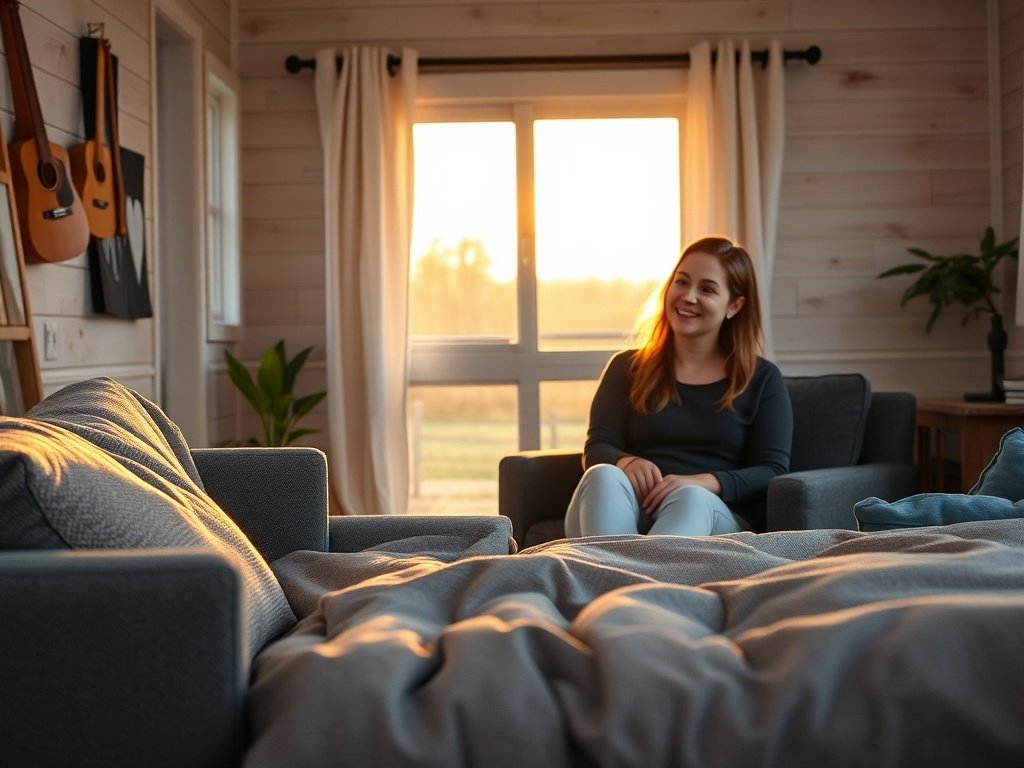 How the Ahomly 3-in-1 Convertible Chair Bed Helps a Tiny House Work as Seating, Lounge Space, and a Guest Bed