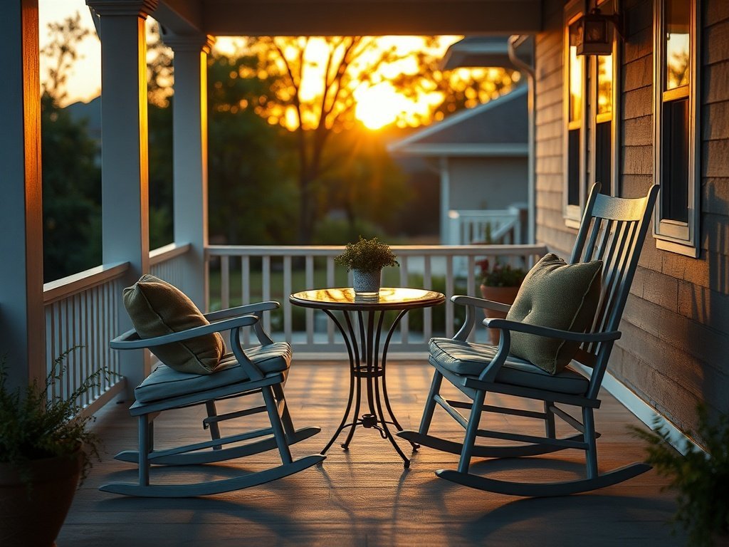 Turn a Small Front Porch Into a Cozy Seating Spot in One Afternoon — With a 3-Piece Rocking Bistro Set