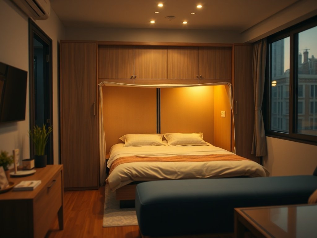 How a full-size Murphy bed can turn one tiny Japanese room into a bedroom, office, and guest space without adding clutter