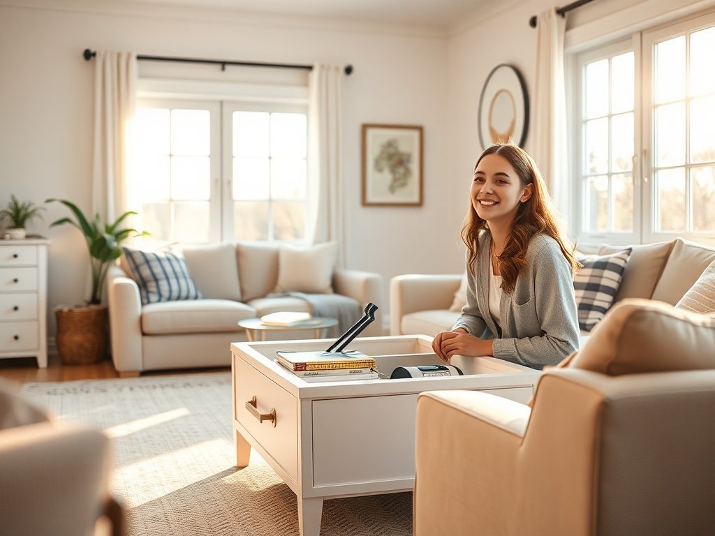 From cluttered coffee table chaos to a calm, magazine-ready living room in one upgrade: how a hidden lift-top table helps