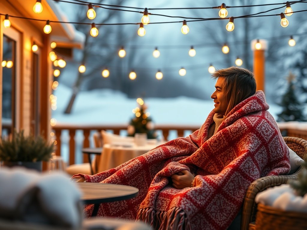 Turn a plain patio into a cozy Alpine lounge with 12FT warm white string lights