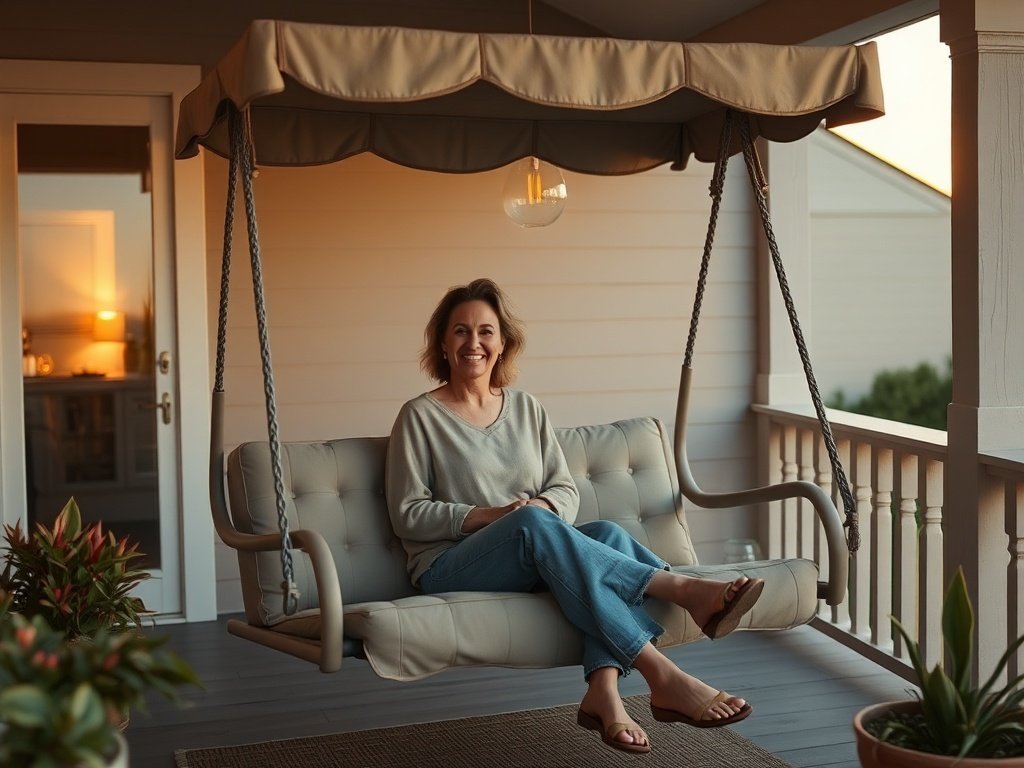 Turn a tiny porch into the most claimed seat in the house with one 2-person swing