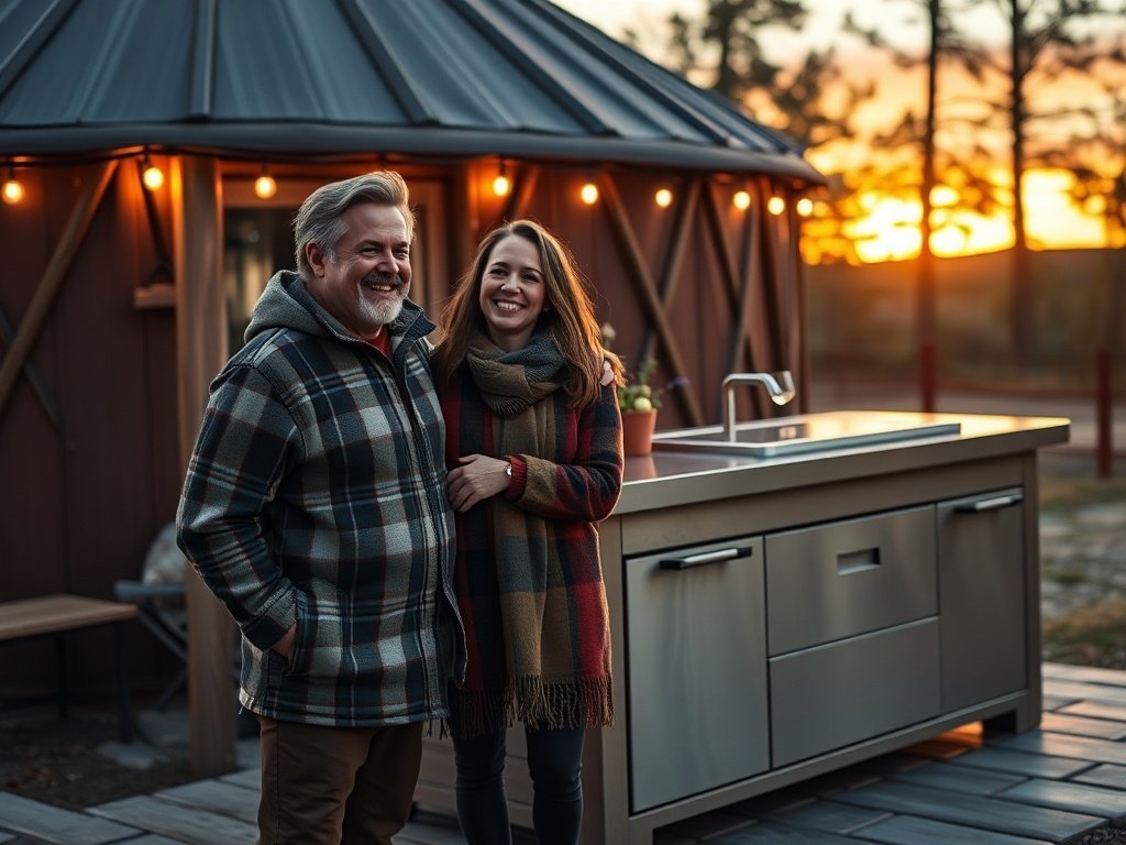 How to Turn a Mountain Yurt Patio Into a Year-Round Gathering Hub with a 98-Inch Outdoor Kitchen Island