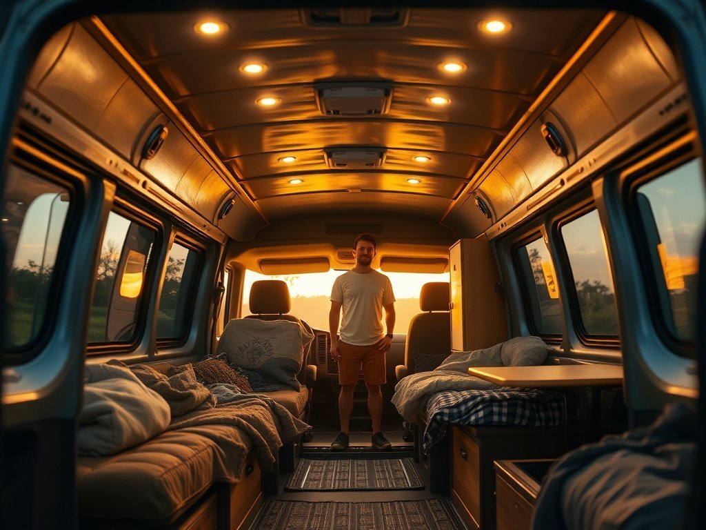Turn a Dark Camper Van into a Night-Ready Living Space with a $8.99 12V LED Ceiling Kit