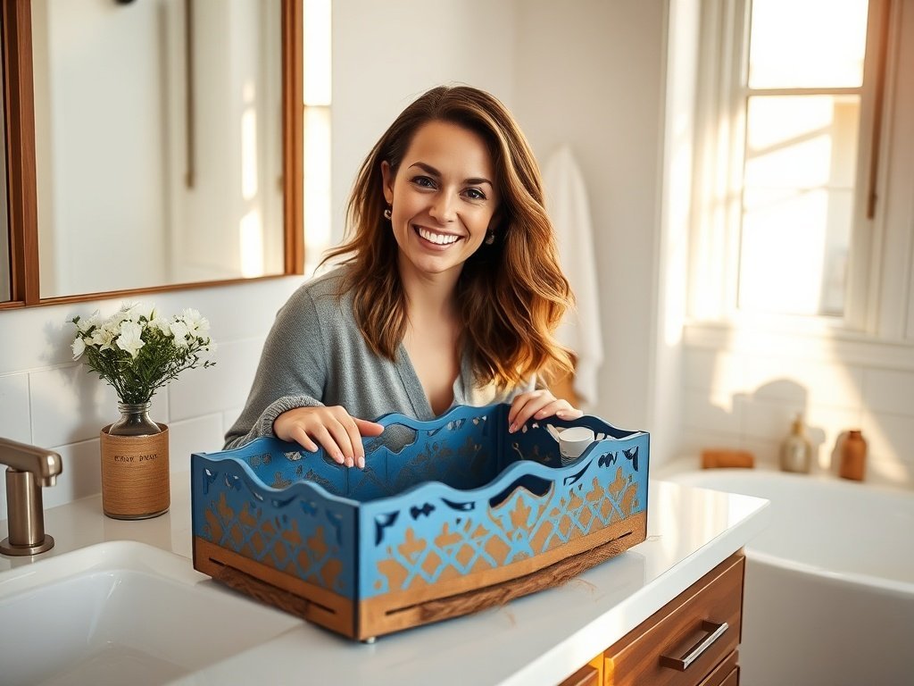 How a 2-Piece Blue Vanity Tray Set Can Turn Bathroom Clutter into a Moroccan-Scandinavian Styled Moment