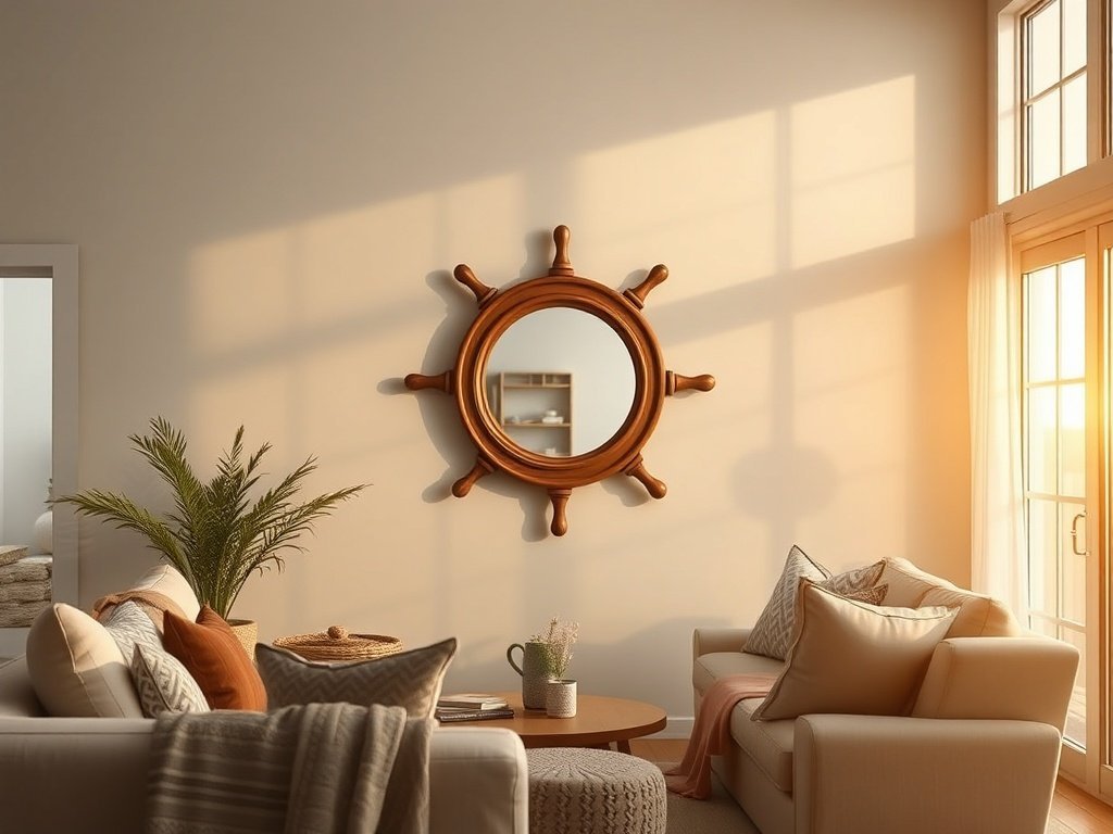 How a $37.99 nautical ship wheel mirror can turn a blank wall into a coastal focal point in minutes