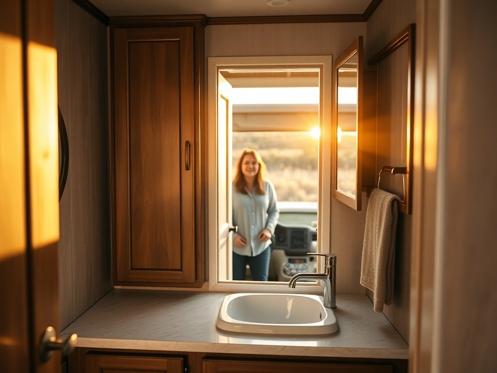 From cramped RV bath to a finished farmhouse look: how a 36-inch vanity can upgrade the room without a full remodel