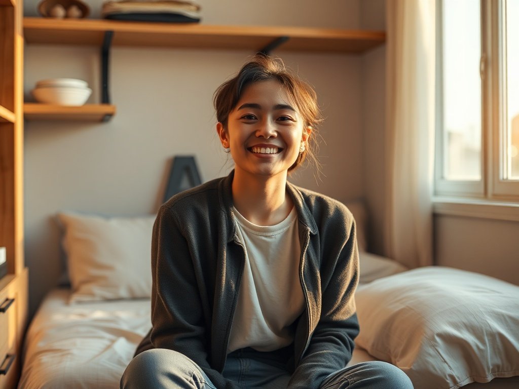 Turn a cramped dorm corner into a Japandi guest-ready retreat with one extendable bed that adds storage and 2 sleeping spots