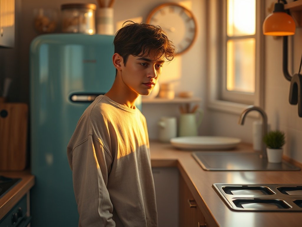 How a Mint Blue Retro Mini Fridge Adds 3.2 Cu. Ft. of Storage and a Freezer to a Tiny Kitchen Without Making It Feel Cramped