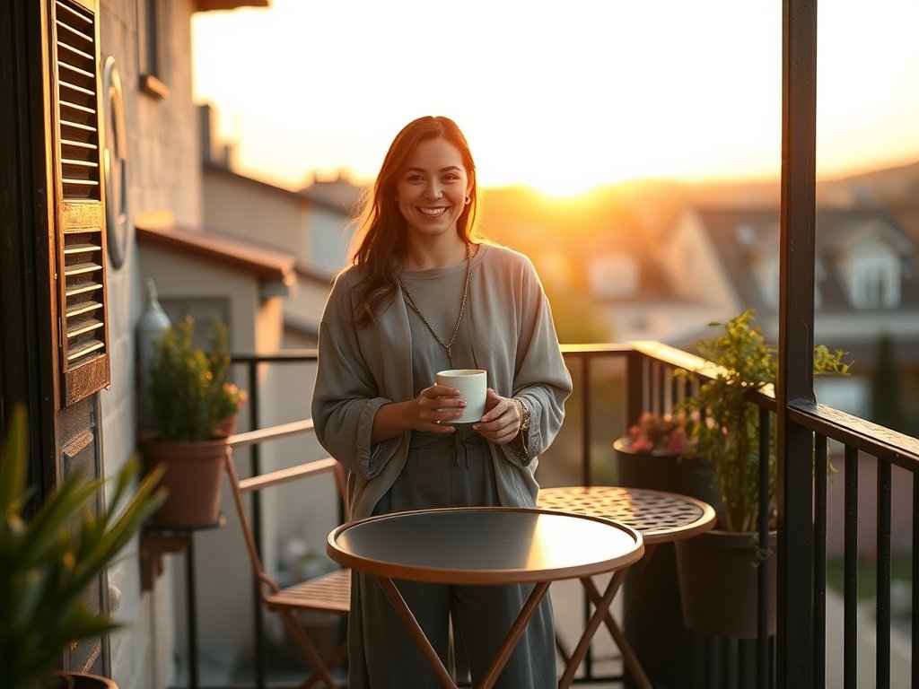 Turn a cramped balcony into a rose-copper retreat with a 2-seat bistro set that looks finished fast