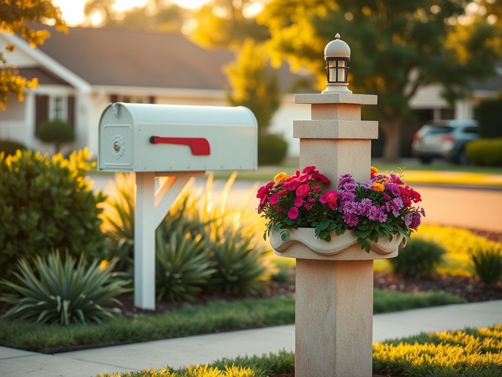 How a $21 wrap-around planter can make a plain mailbox post look custom-built in 10 minutes