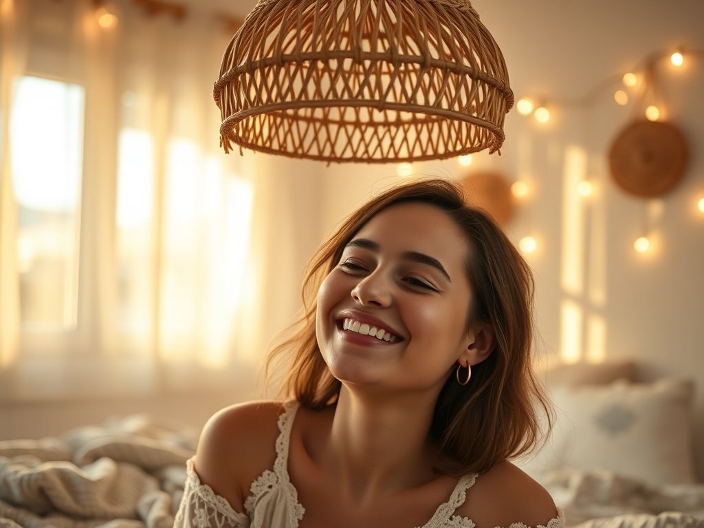 From flat bedroom lighting to a warm boho focal point in one 20-inch swap