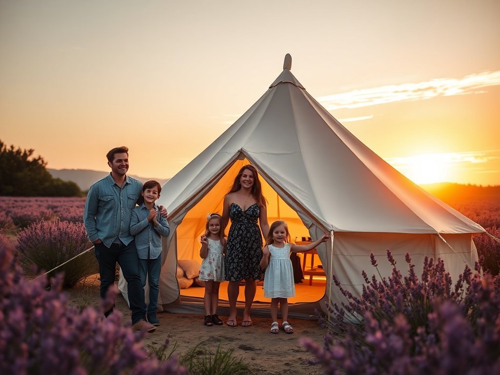 How a Waterproof 5M Bell Tent Turns a Campsite Into a Lavender-Ready Glamping Retreat