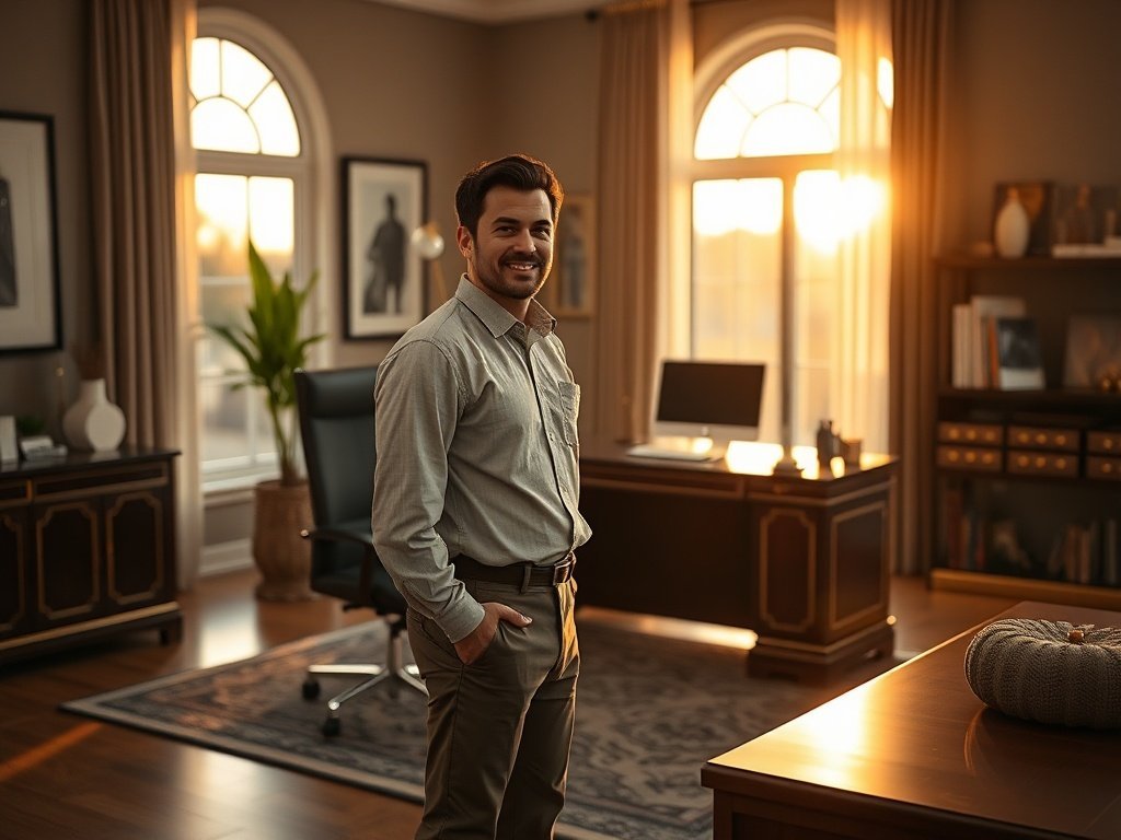 How to Turn a Cluttered Home Office Into a Gallery-Worthy Art Deco Workspace With One L-Shaped Executive Desk