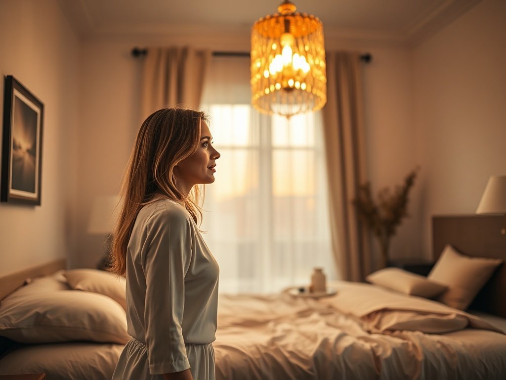 From plain bedroom to magazine-worthy glow: how a 28-inch glass chandelier changes the whole mood in minutes