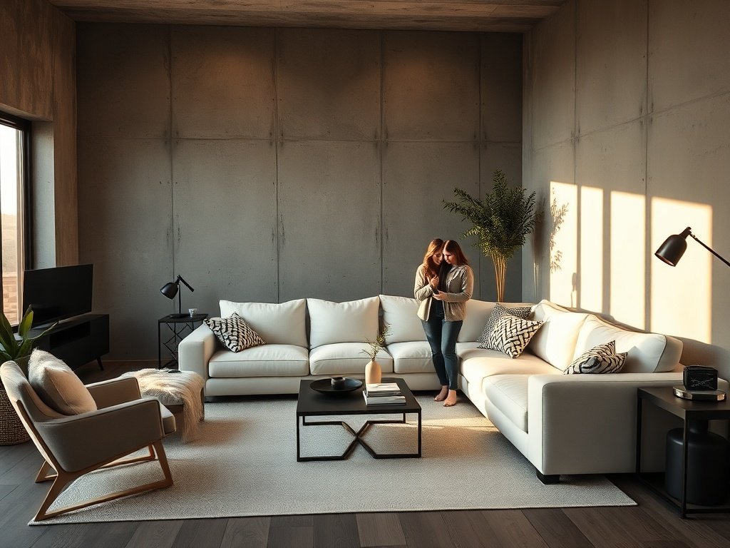 How a 112-Inch U-Shaped Sectional Softens a Brutalist Living Room Fast