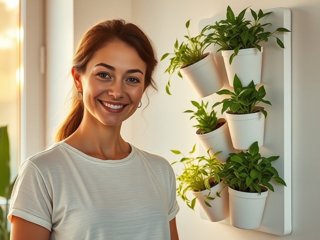 Turn one blank yoga studio wall into a calming green focal point with a 3-tier, 6-pot wall planter
