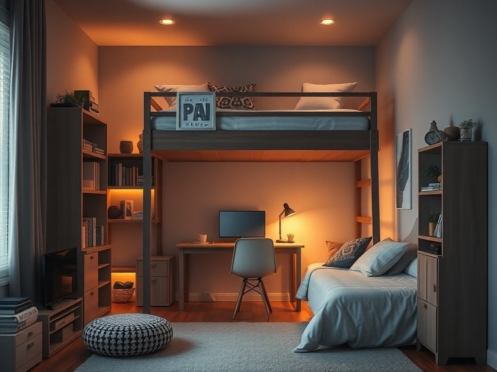 Turn a cramped teen bedroom into a 3-in-1 study-ready hangout with one full-size loft bed