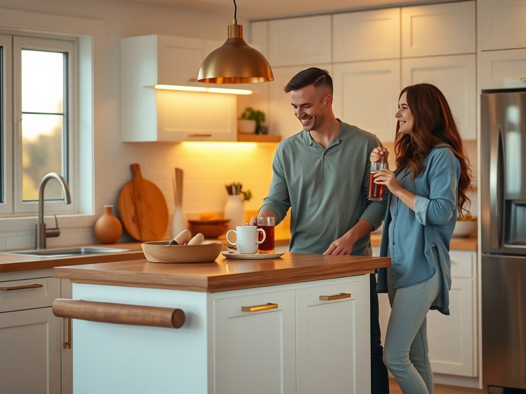 Turn a cramped kitchen into a cleaner, more functional gathering spot with one 55-inch mobile island