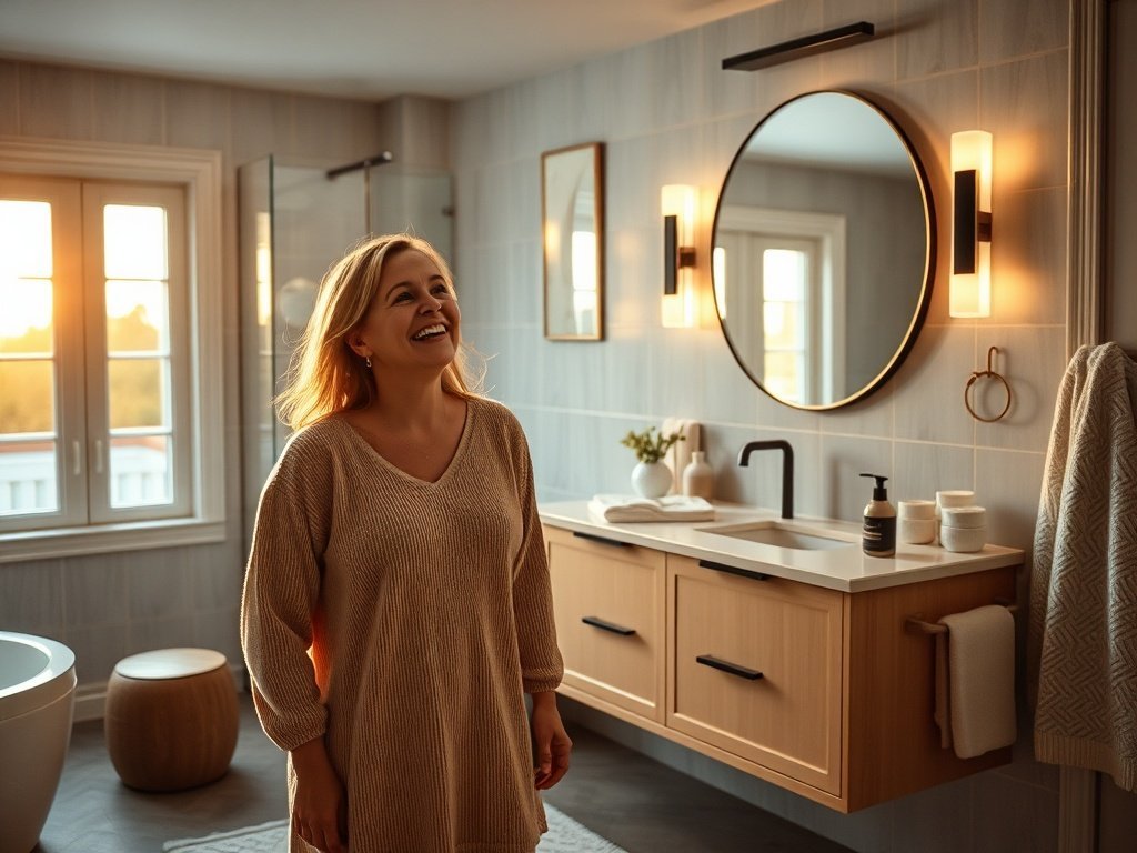How a 68-inch floating vanity can turn a dated bath into a French-retro statement in one upgrade