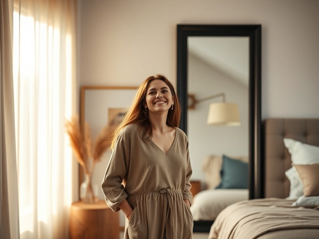 How one 82″ x 44″ oversized floor mirror can make a room feel brighter, bigger, and more finished