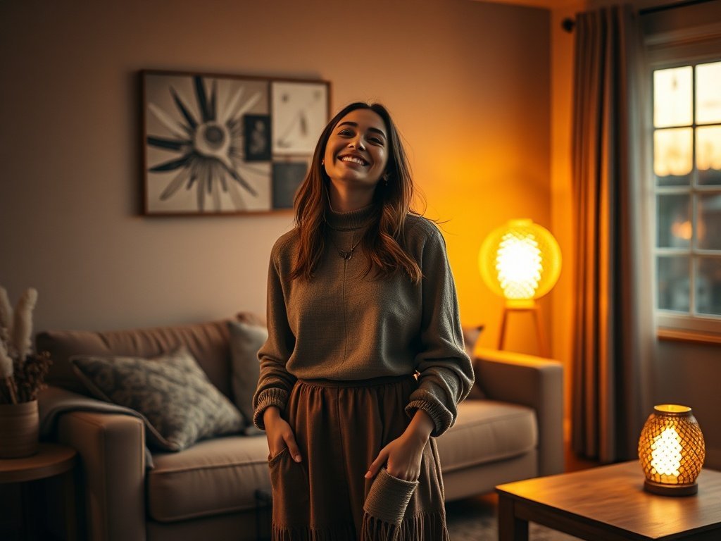 How a $42.99 boho floor lamp can make a Scandinavian living room feel finished in one night