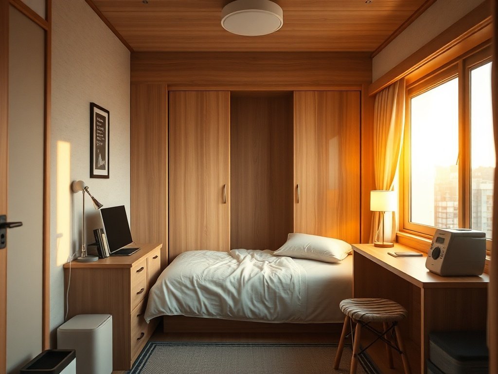 How a Twin Murphy Bed Can Make a Tiny Japanese Room Work as an Office by Day and a Guest Room by Night