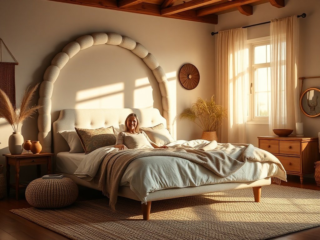 Turn a plain bedroom into a boho retreat in one weekend with the DG Casa Boucle Cloud Bed Frame