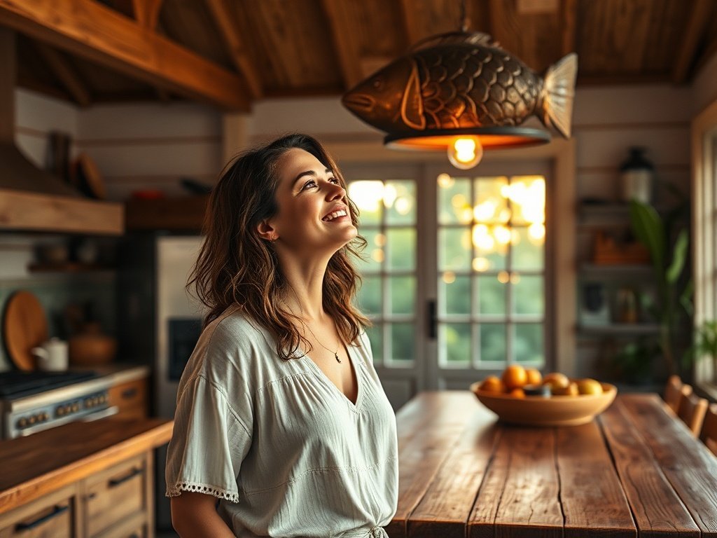 From plain kitchen to coastal statement: how a rustic fish pendant light changes the whole mood