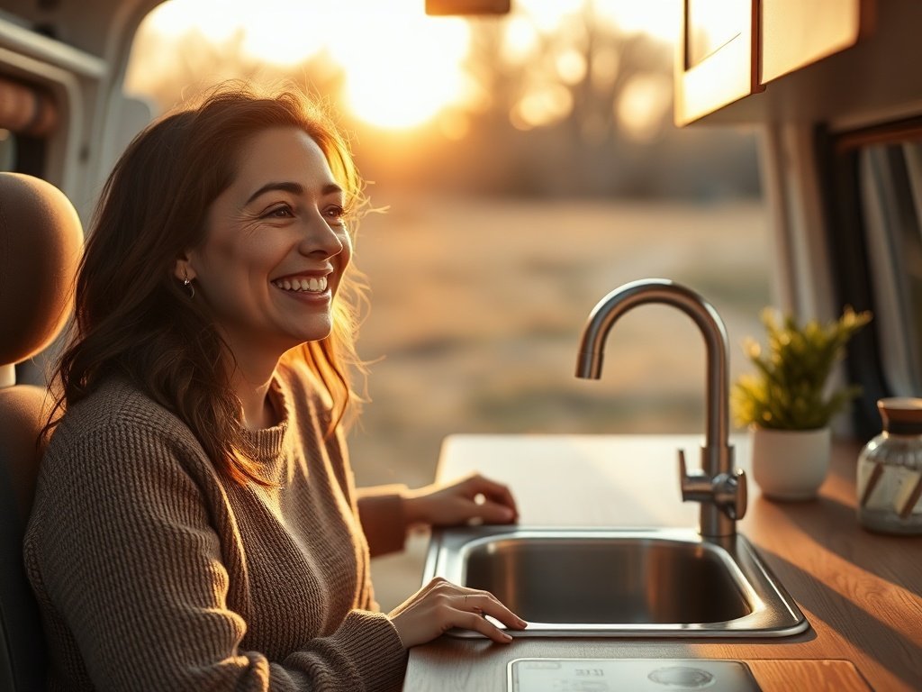 Turn a cramped van corner into a real 13 x 15 inch kitchen sink zone with one compact stainless-steel setup