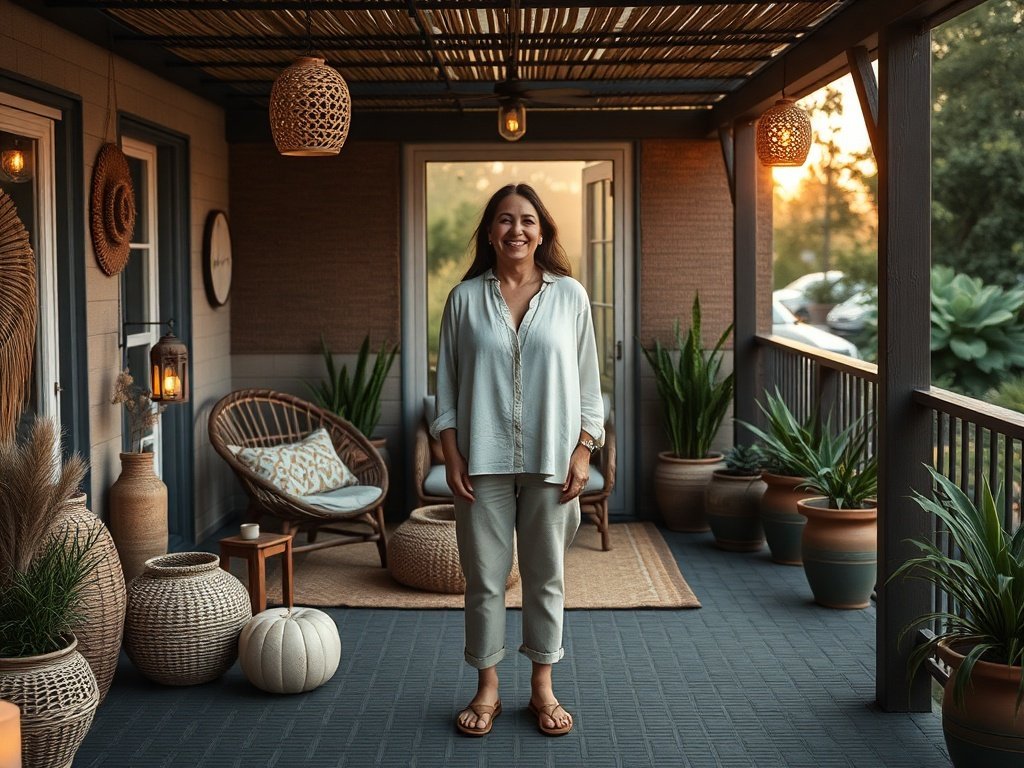 How to turn a plain patio into a boho outdoor room with one 54-piece flooring upgrade