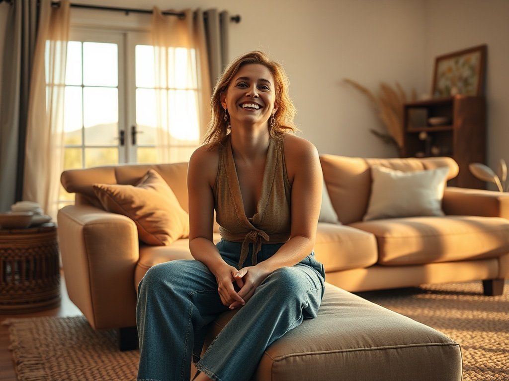 How a 102″ Curved Boneless Sofa Can Make a Desert-Boho Living Room Feel Finished in One Purchase