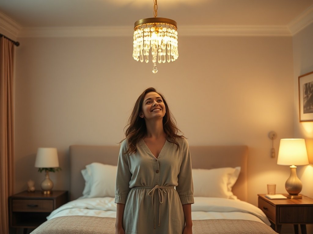 How a $59.99 Crystal Raindrop Chandelier Can Make a Plain Bedroom Feel Finished in One Upgrade