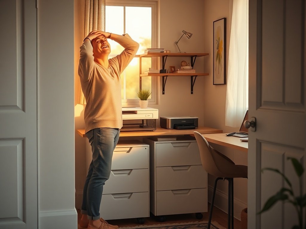 Turn one cluttered corner into a calm, work-ready zone with a 3-drawer rolling file cabinet that fits small spaces
