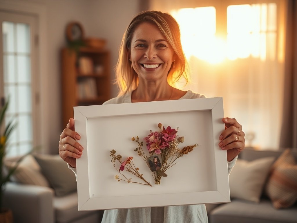 Turn a wedding bouquet, memorial flowers, or money bouquet into a 12×16 keepsake display you can actually keep on view